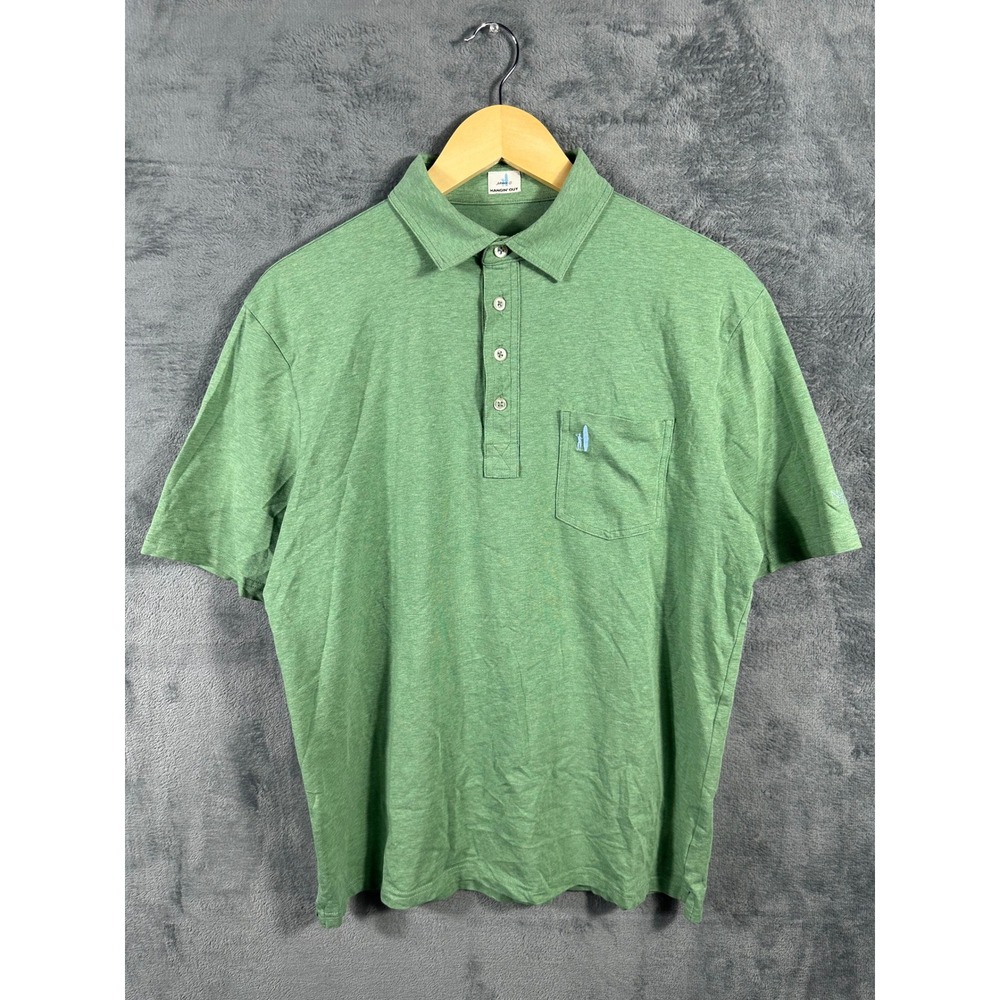 Johnnie-O Hangin Out Polo Shirt Mens Medium Green Heather Short Sleeve Pocket